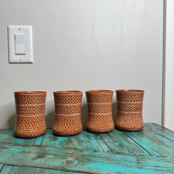 Studio Art Handleless Pottery Mug Tea Cup Tumblers Set of 4 - Picture 5 of 9